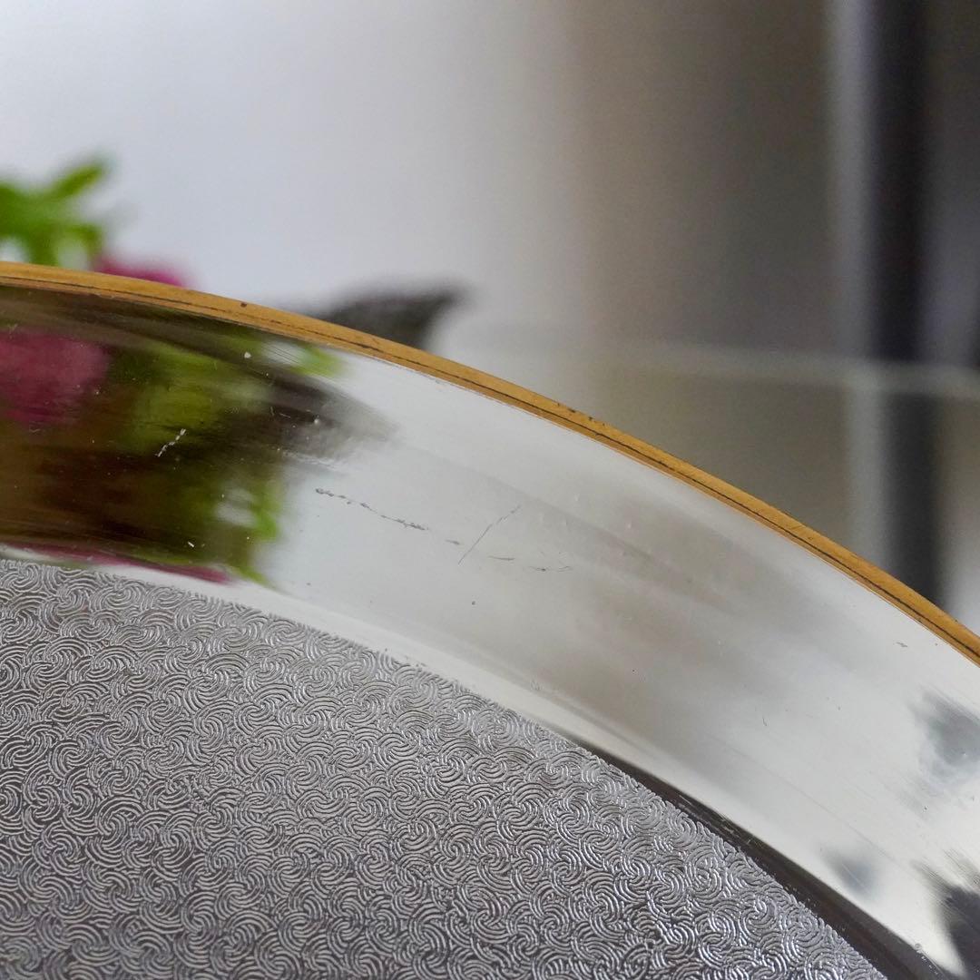 希少美品◆オールドサンルイ《金彩 アシッドエッチング》大型トレイ◆優雅な装飾美