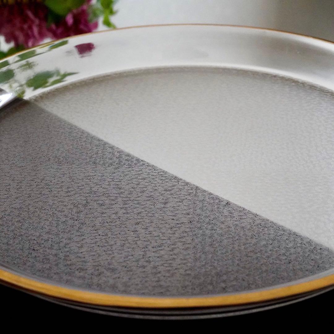 希少美品◆オールドサンルイ《金彩 アシッドエッチング》大型トレイ◆優雅な装飾美