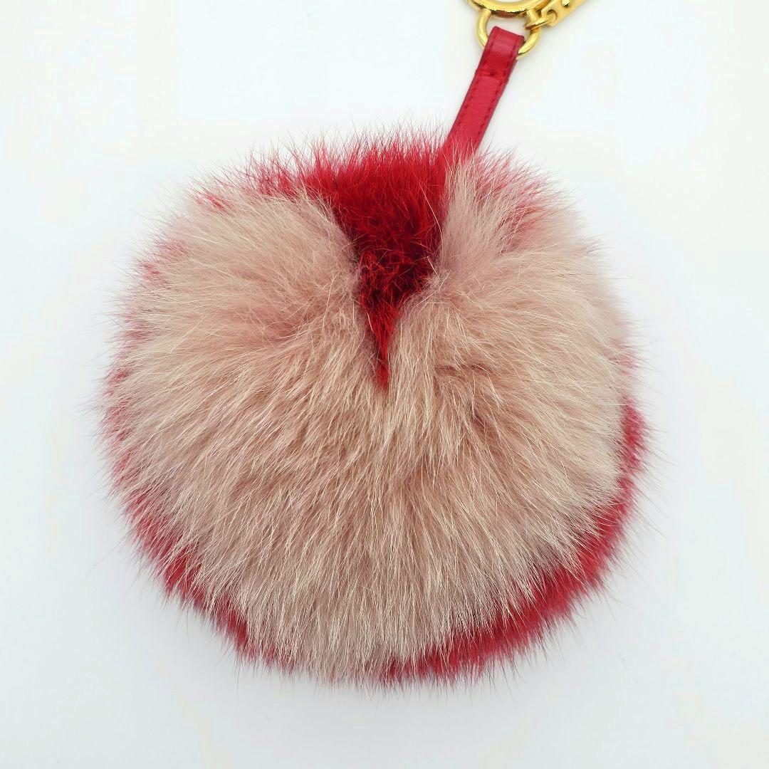 ✨美品✨ FENDI ポンポンチャーム キーリング ハートファー ピンク