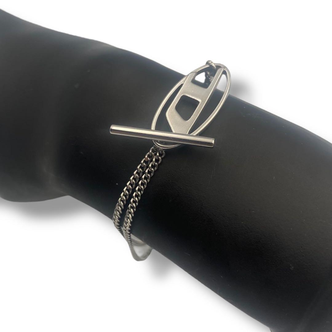 極美品 DIESEL ディーゼル ブレスレット メンズ スチール シルバー