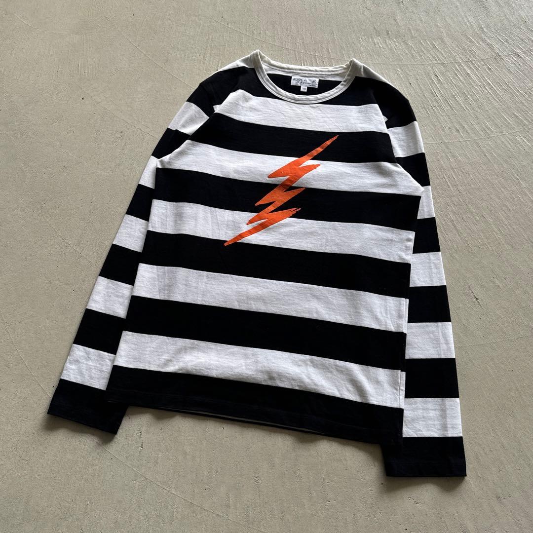 agnes b. homme border thunder ボーダー 白 黒