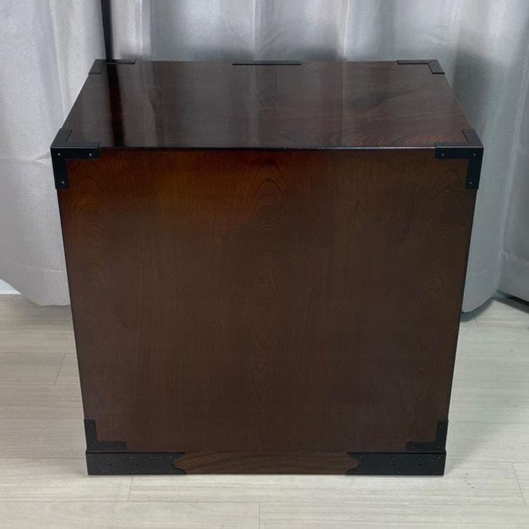 【未使用】　帳場箪笥　仙台箪笥　拭き漆塗り