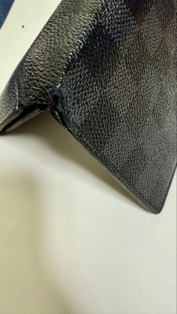 ちょんまげ　ルイヴィトン　ダミエ　 ブラックレザー 二つ折り　財布