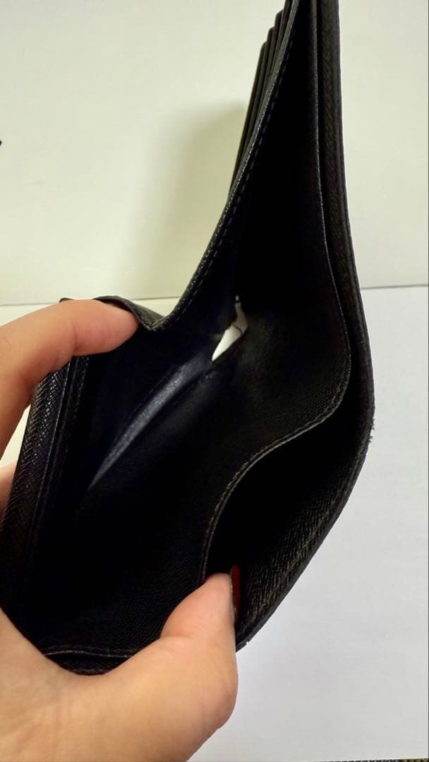 ちょんまげ　ルイヴィトン　ダミエ　 ブラックレザー 二つ折り　財布