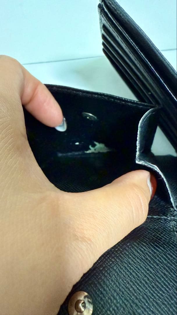 ちょんまげ　ルイヴィトン　ダミエ　 ブラックレザー 二つ折り　財布