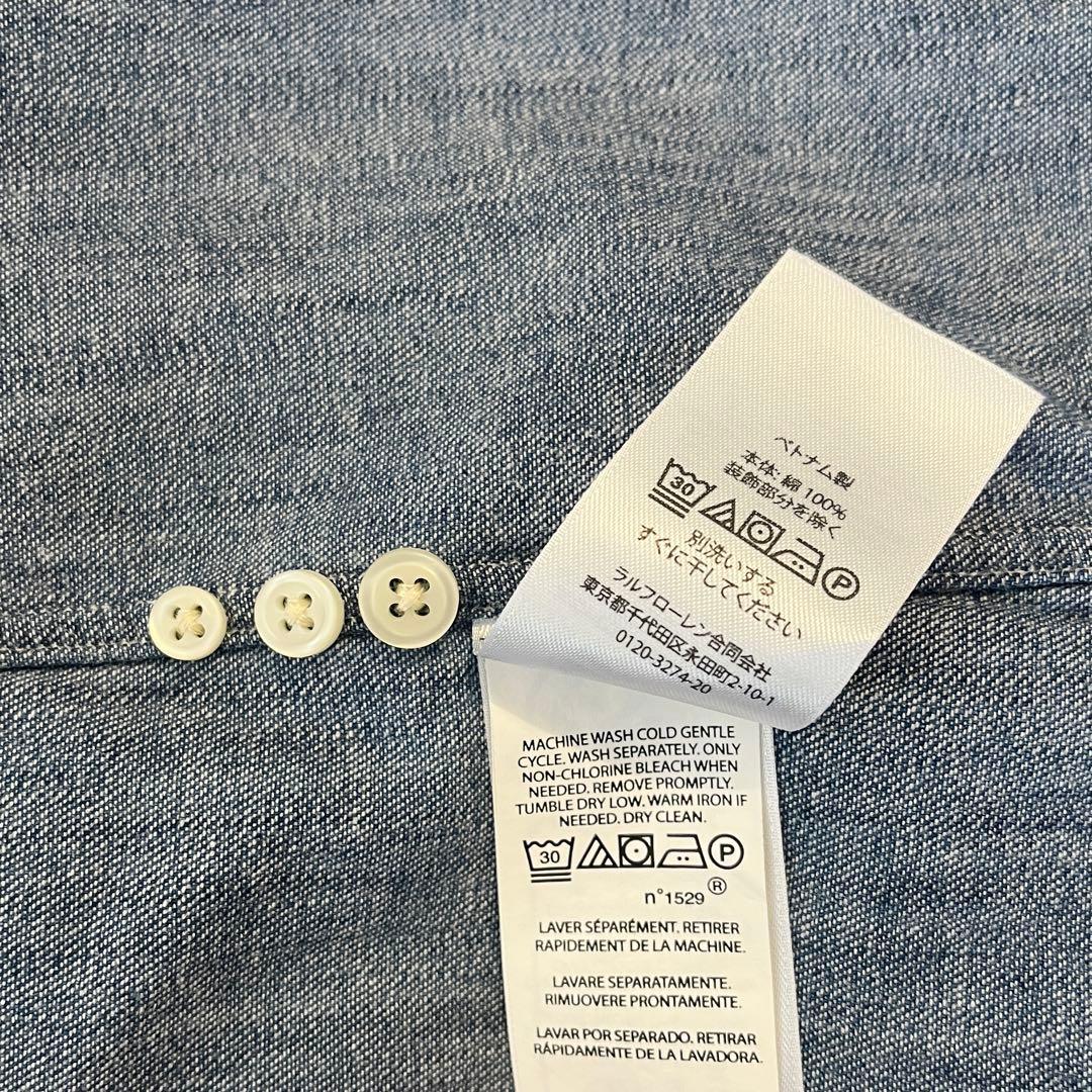 【人気希少現行QR★未使用に近い】ラルフローレンデニムシャンブレーBDシャツ◆M