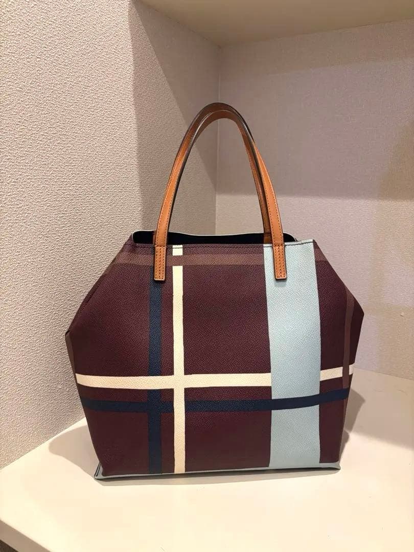 早い者勝ち価格　Tory Burch ボルドー ストライプ 2wayトートバッグ