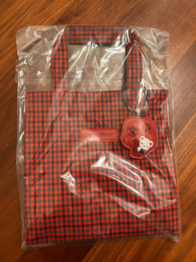 【新品未開封】familiar トートバッグ 000 XF 赤チェック