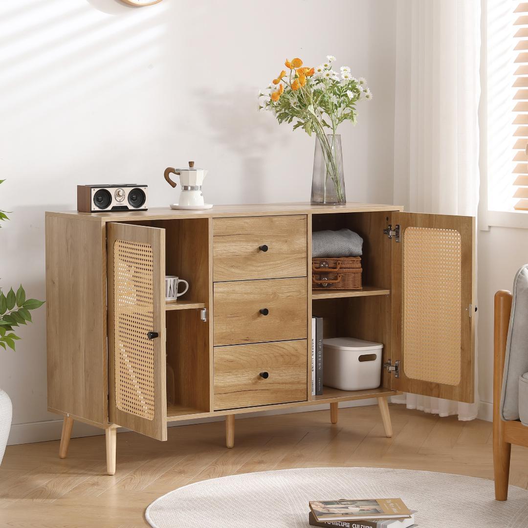 キャビネット サイドボード北欧 木目調 おしゃれ扉付き リビングボード