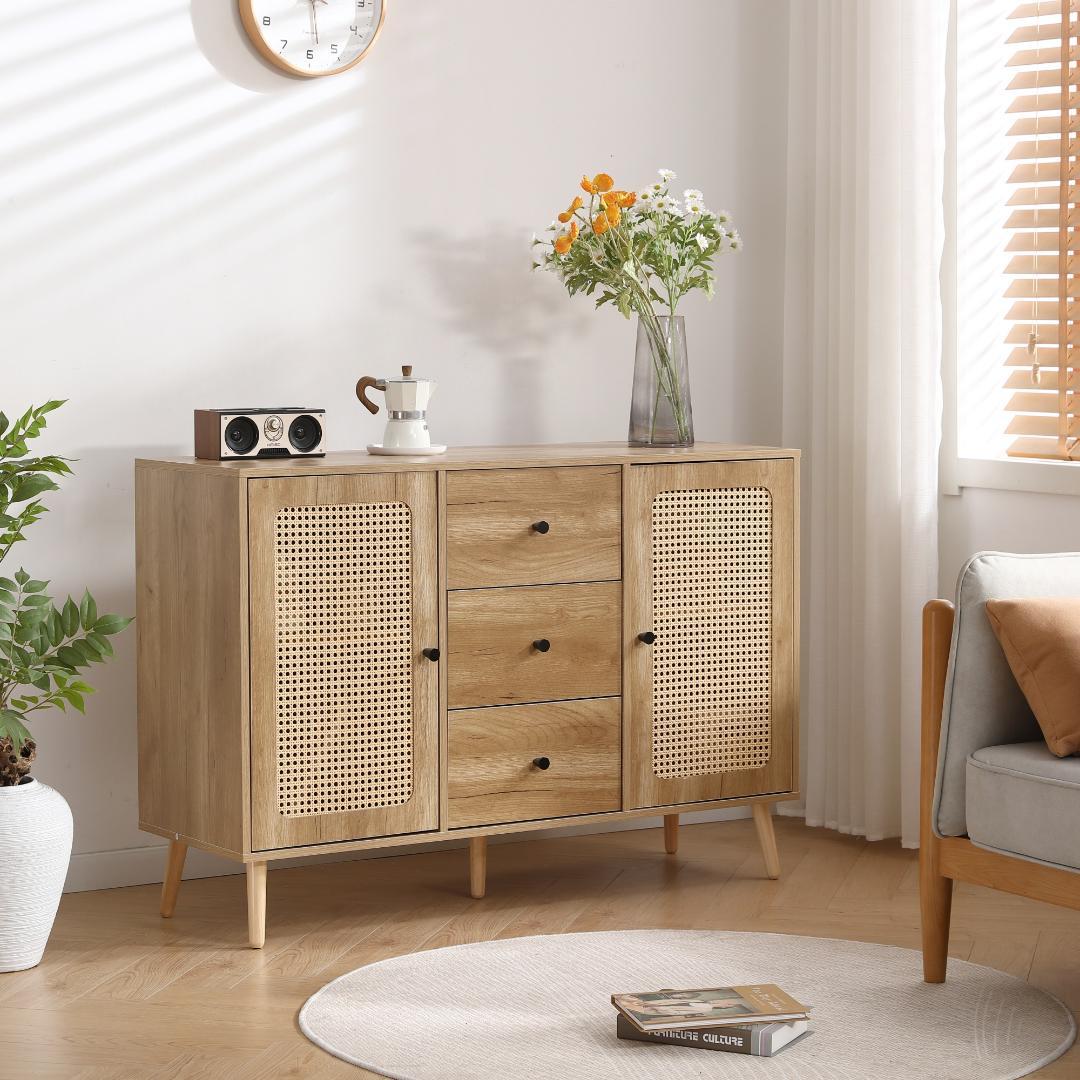 キャビネット サイドボード北欧 木目調 おしゃれ扉付き リビングボード