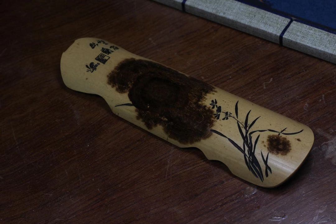 004古琴、茶則、七絃琴、竹、彫刻 茶合 茶道具 煎茶 中国茶、陳情令、魔道祖師