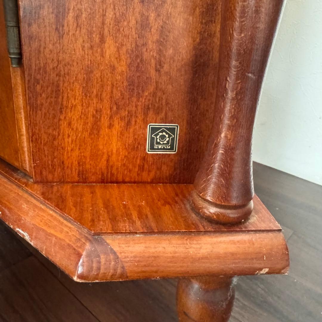 アンティークコーナーシェルフ　ガラス扉　ジャパンヴィンテージ　ミッドセンチュリー