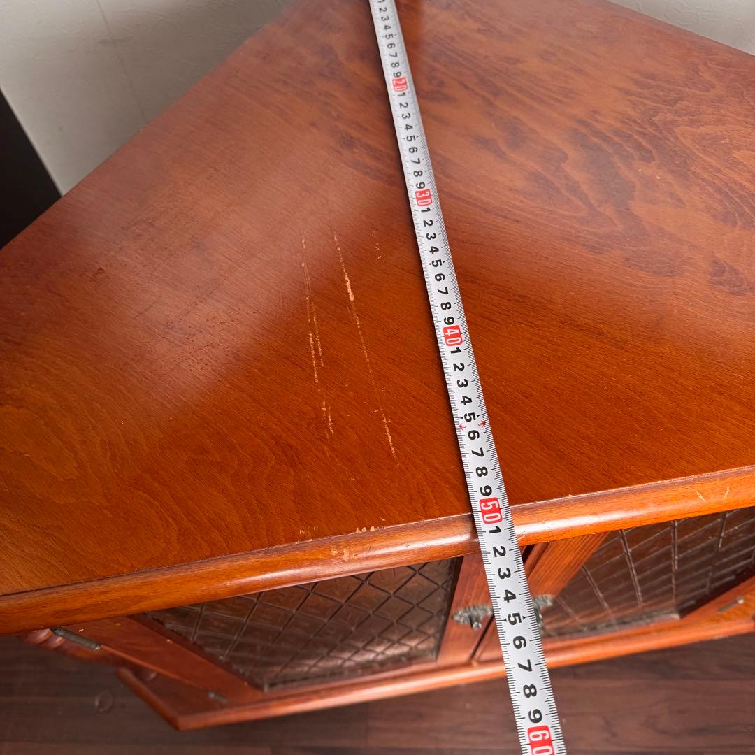 アンティークコーナーシェルフ　ガラス扉　ジャパンヴィンテージ　ミッドセンチュリー