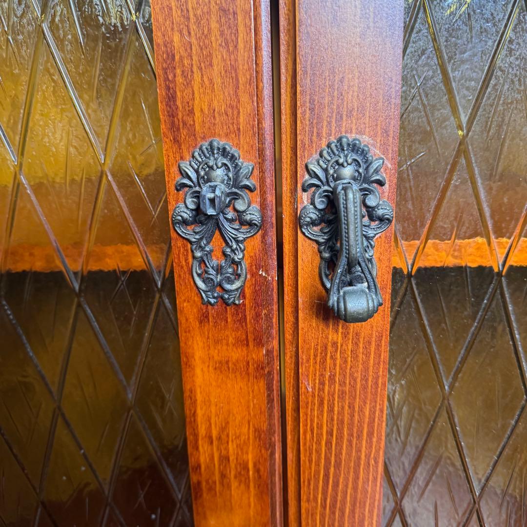 アンティークコーナーシェルフ　ガラス扉　ジャパンヴィンテージ　ミッドセンチュリー