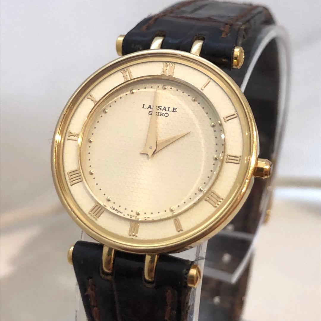【高級】SEIKO LASSALE アナログ腕時計 稼働品　ゴールド/ブラック