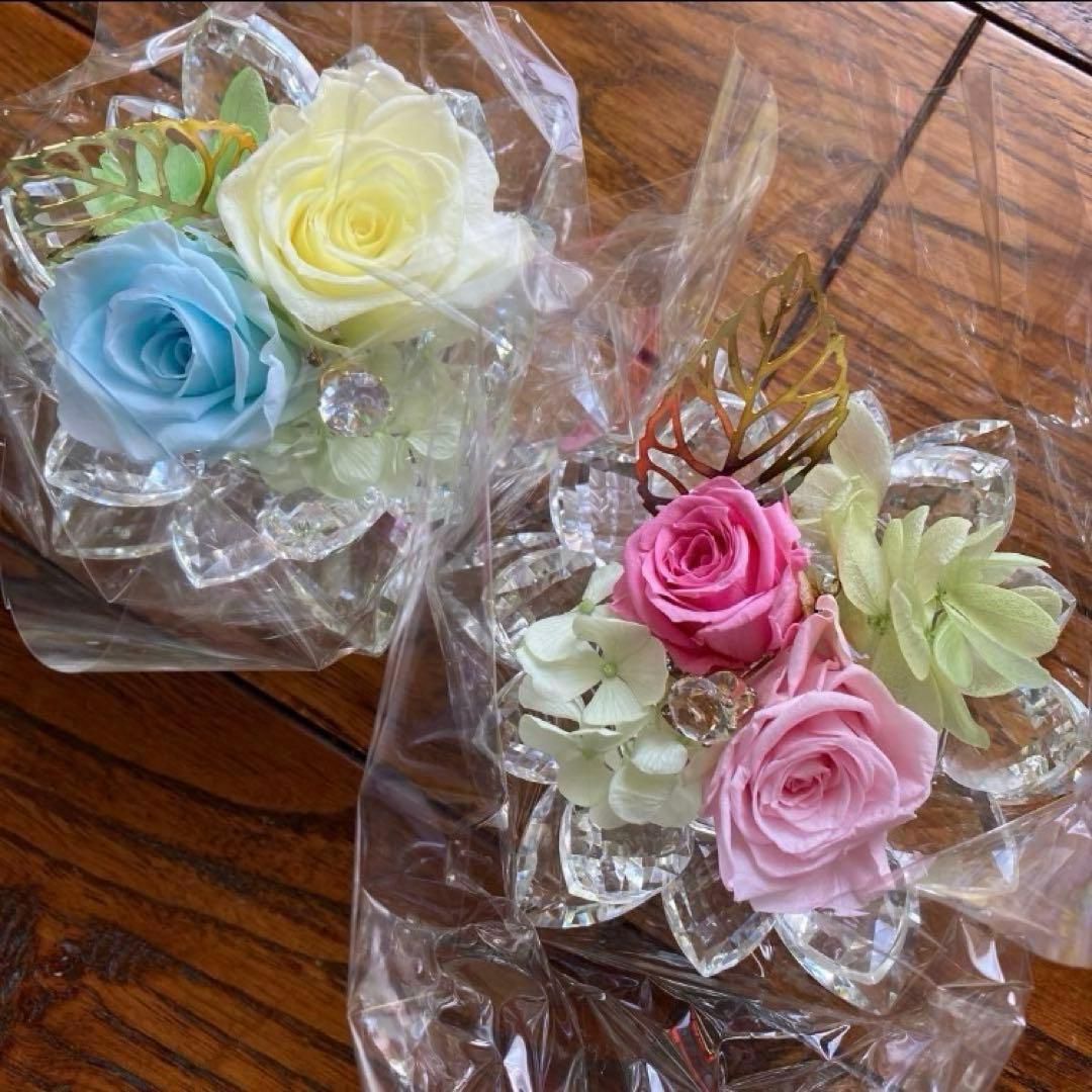 バラ アジサイ ブリザーブドフラワー 蓮花 クリスタルガラス お仏壇 お供え花