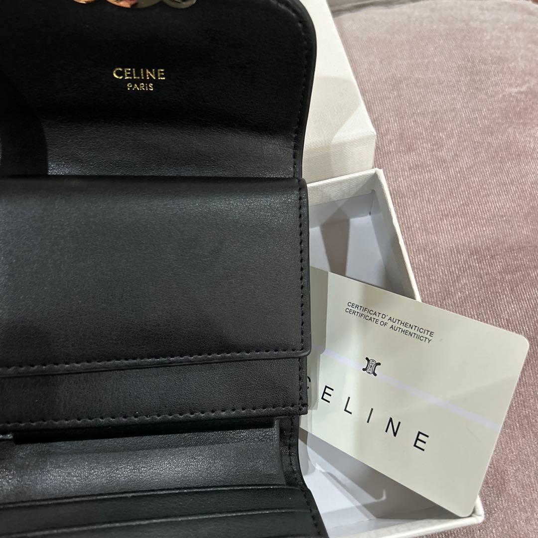 【新品未使用】CELINE スモール フラップウォレット トリオンフ 黒