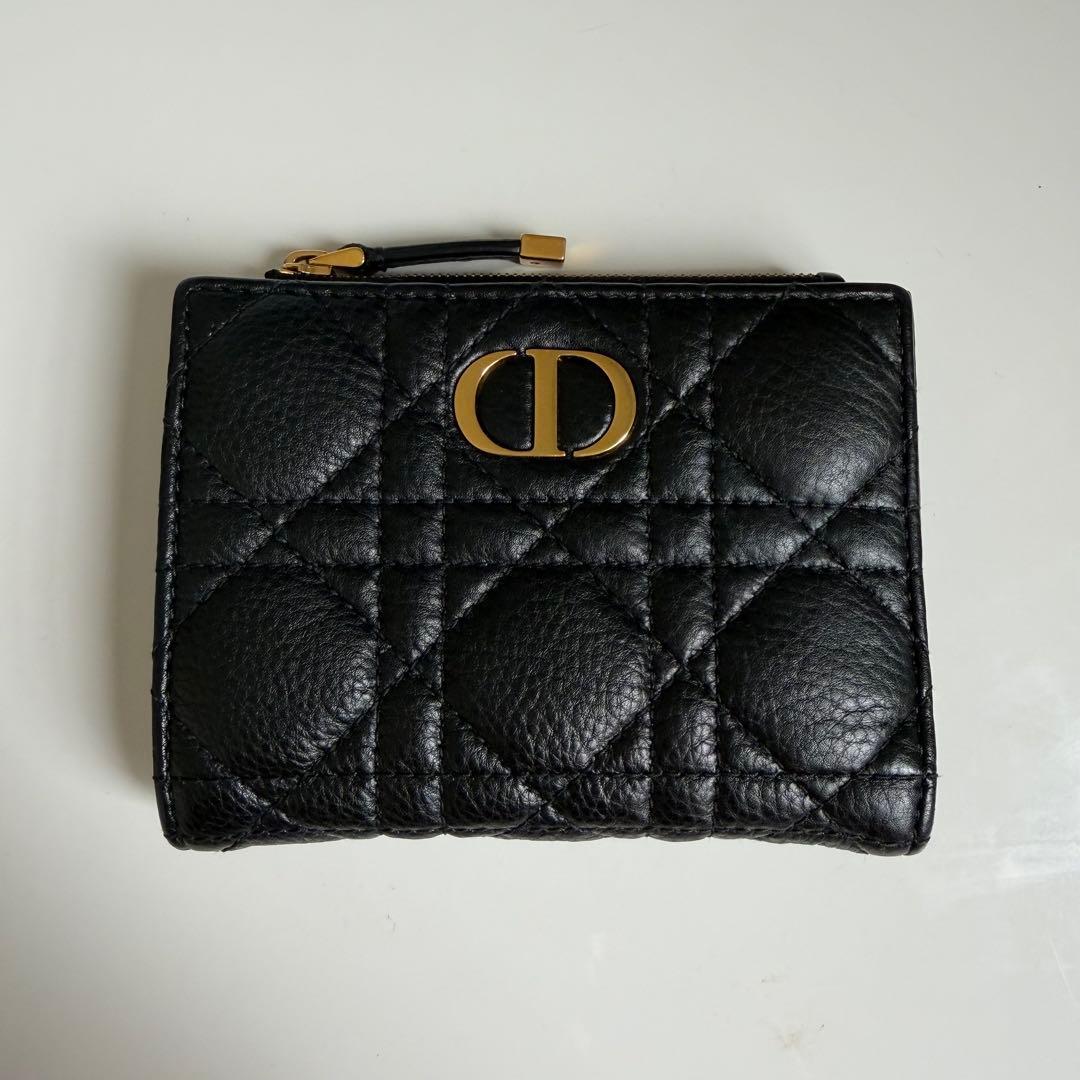 ディオール Caro Dahlia 二つ折り財布 ブラック
