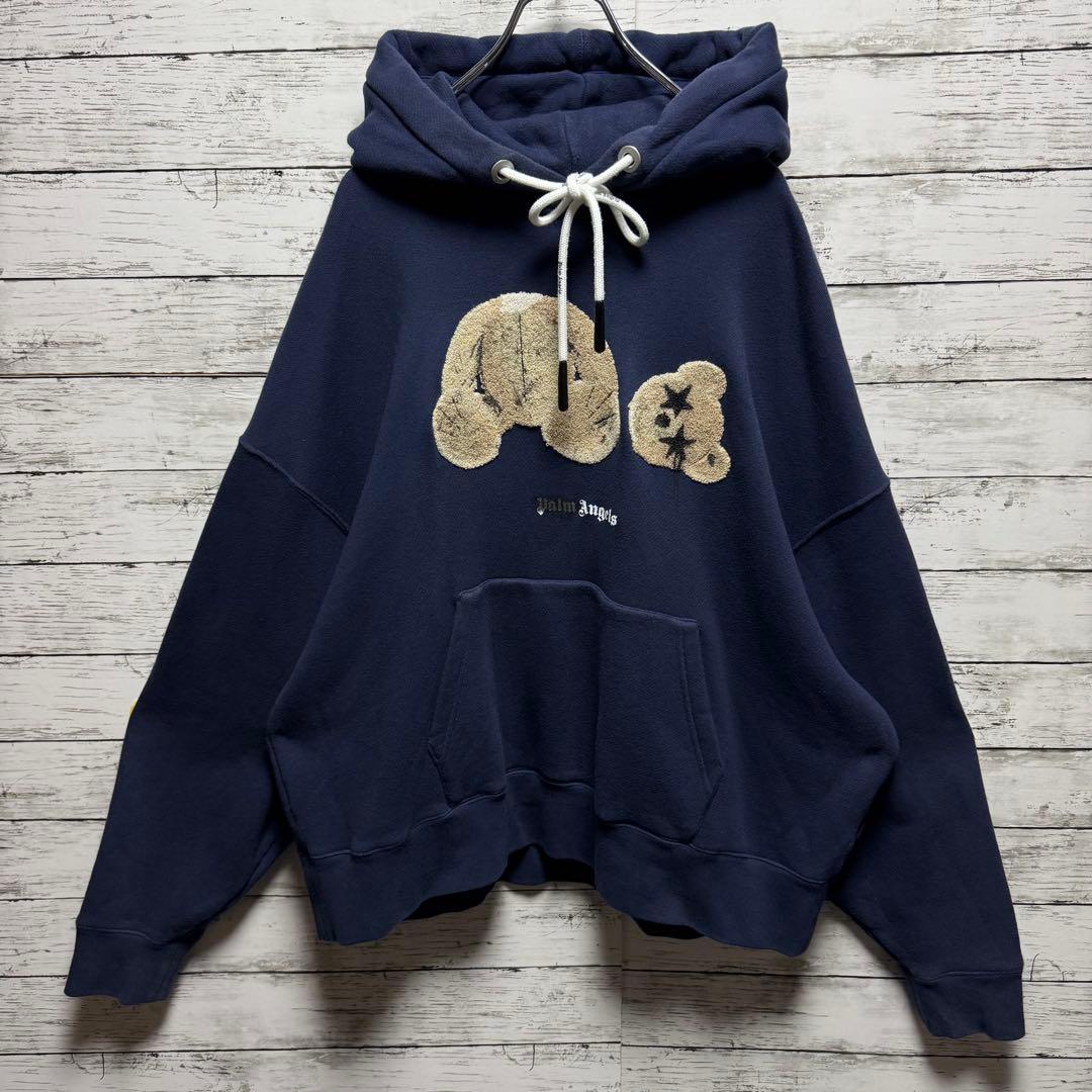 893【人気のL】パームエンジェルス　ベア　パイルロゴ　QR鑑定済　パーカー