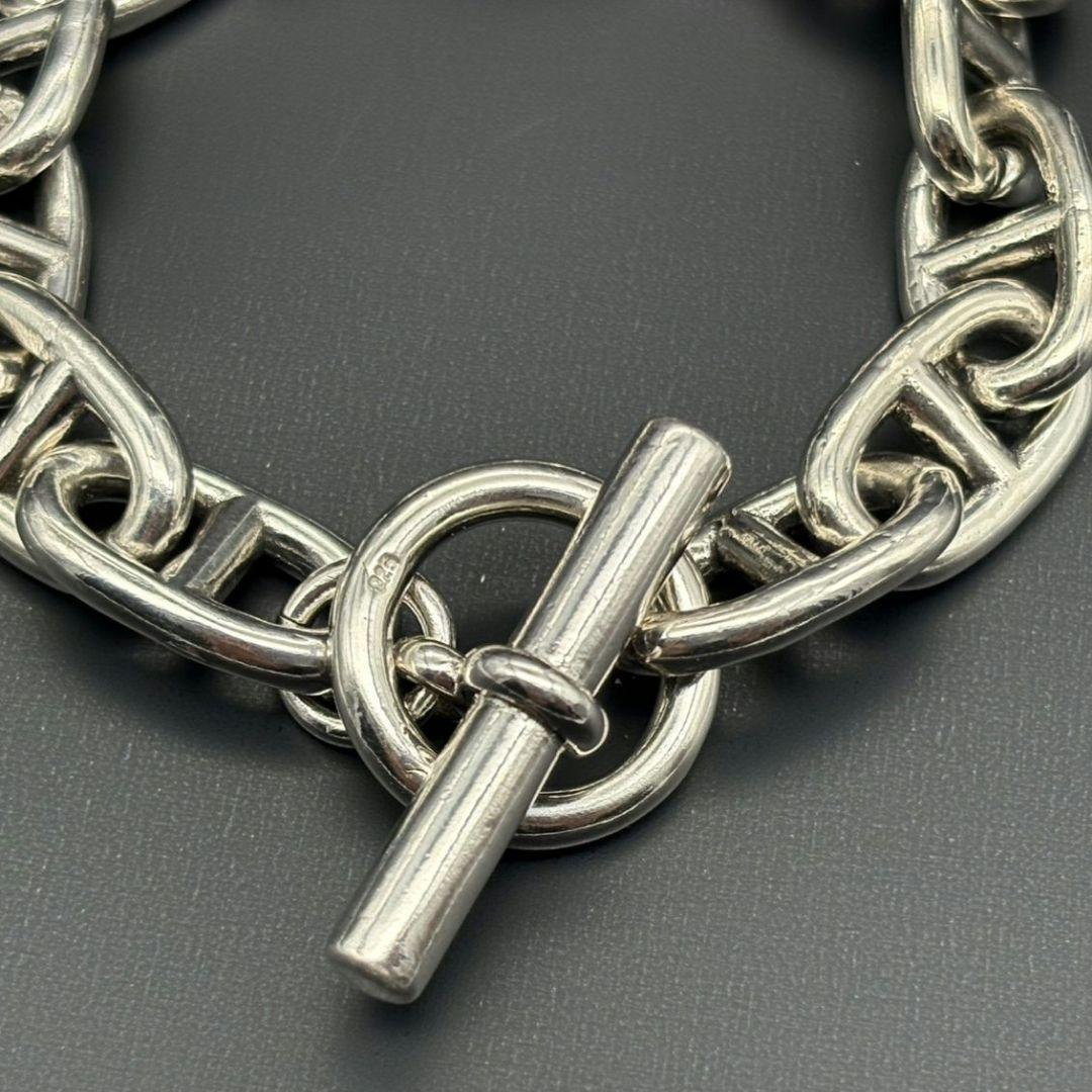 シルバー 925 ヴィンテージ シェーヌ 10コマ チェーン ブレスレット 刻印