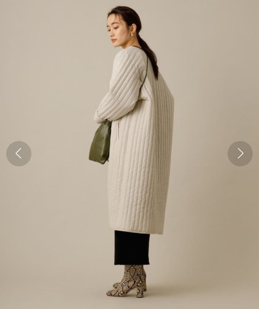 新品 ADAM ET ROPE' アダムエロペ 縦キルティングコート アイボリー