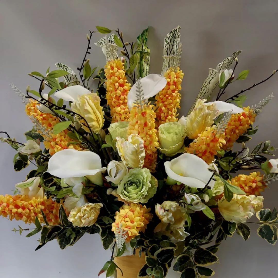 デルヒィニュウム＆カラーMIXアレンジ（造花）高100×幅70・光触媒