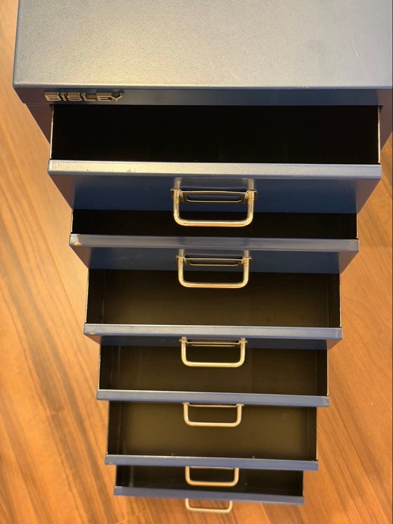 BISLEY スチール製 6段引き出しキャビネット ブルー