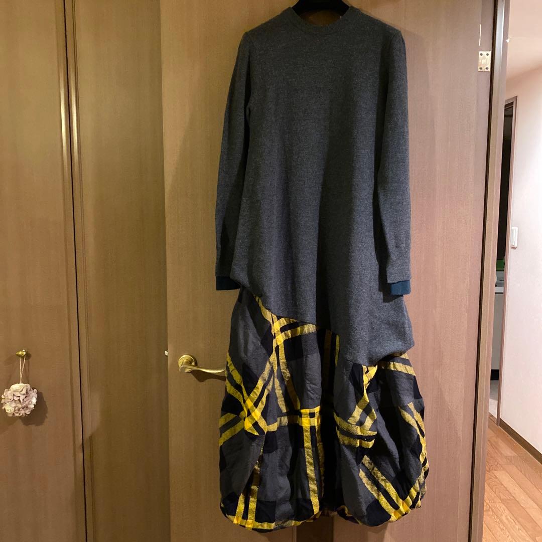 pickles　エンフォルド　ウールチェックニットコンビドレス