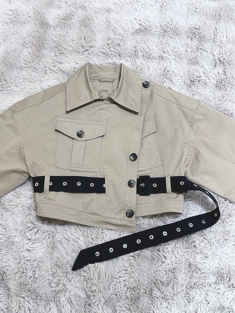 美品 rokh コラボ ツイルクロップドジャケット ジャケット S ロク