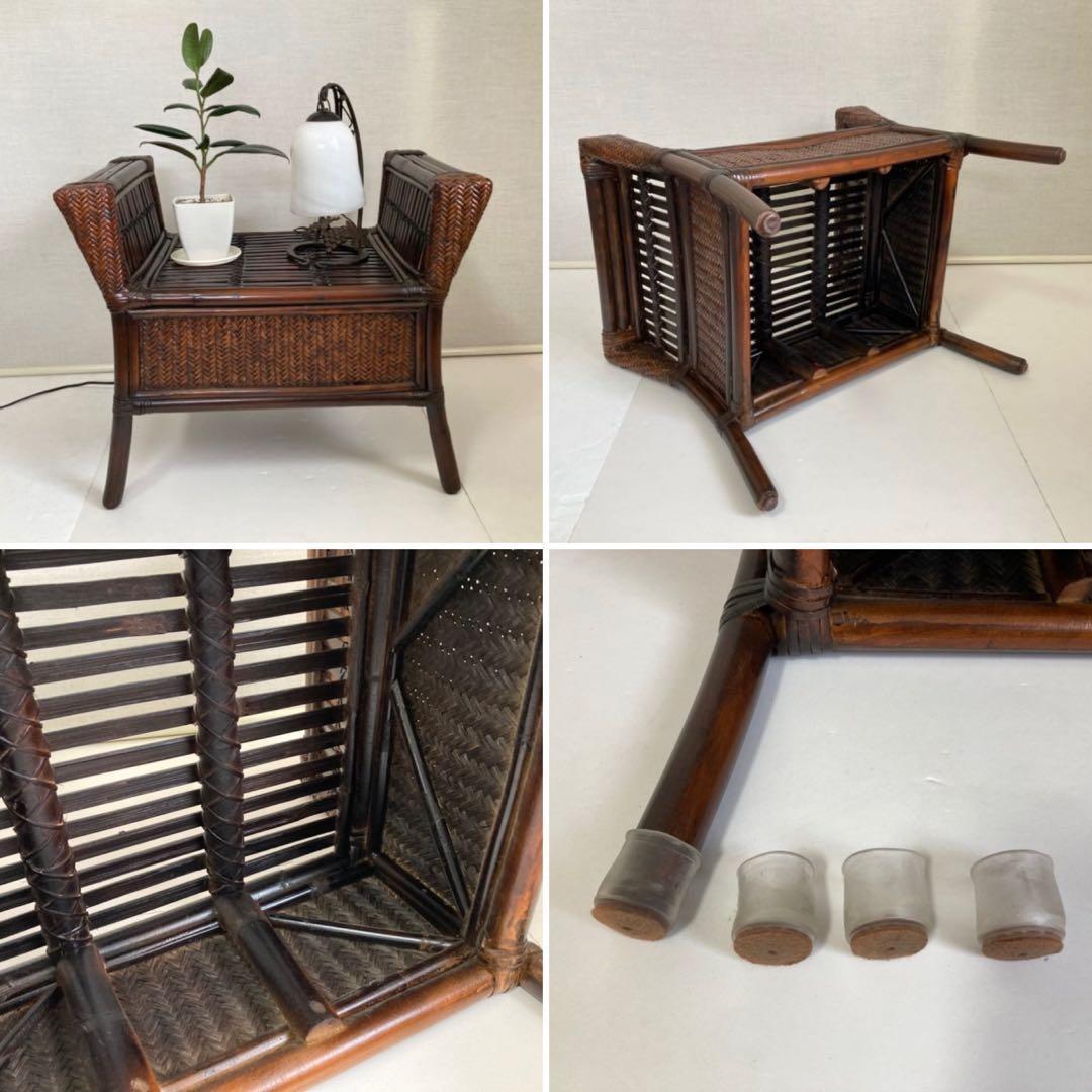 竹製 スツール チェア 椅子 ベンチ 置物台 飾り棚 肘掛け モダン レトロ