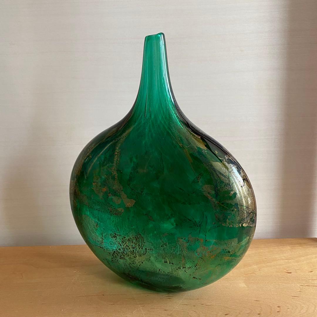 ヴィンテージ アズリンガラス ロリポップ フラワーベース 花瓶