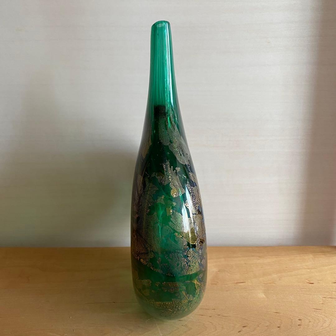 ヴィンテージ アズリンガラス ロリポップ フラワーベース 花瓶