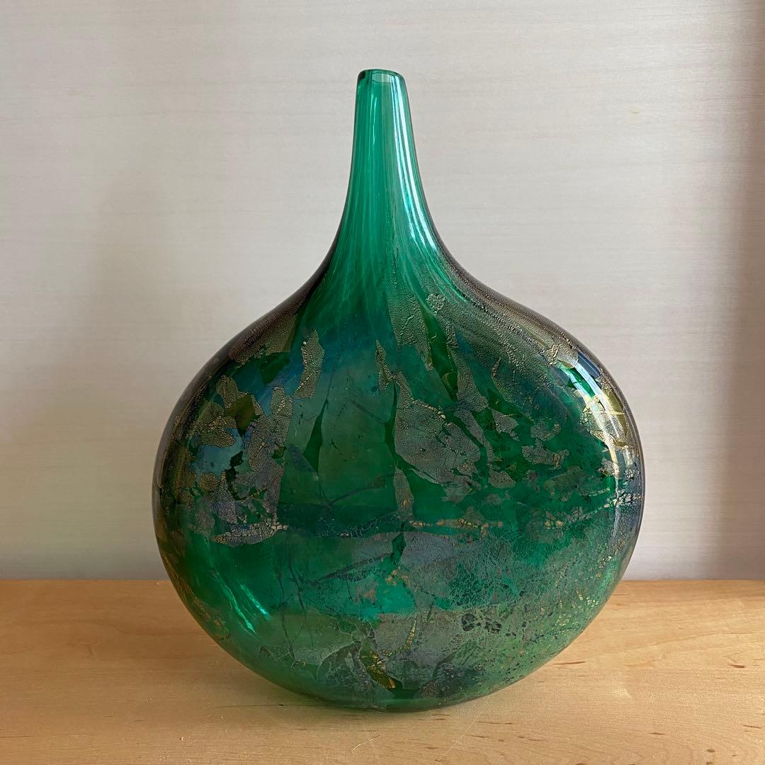 ヴィンテージ アズリンガラス ロリポップ フラワーベース 花瓶