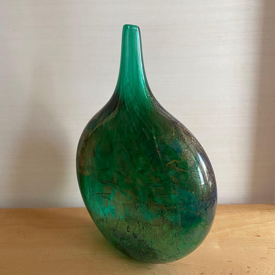 ヴィンテージ アズリンガラス ロリポップ フラワーベース 花瓶