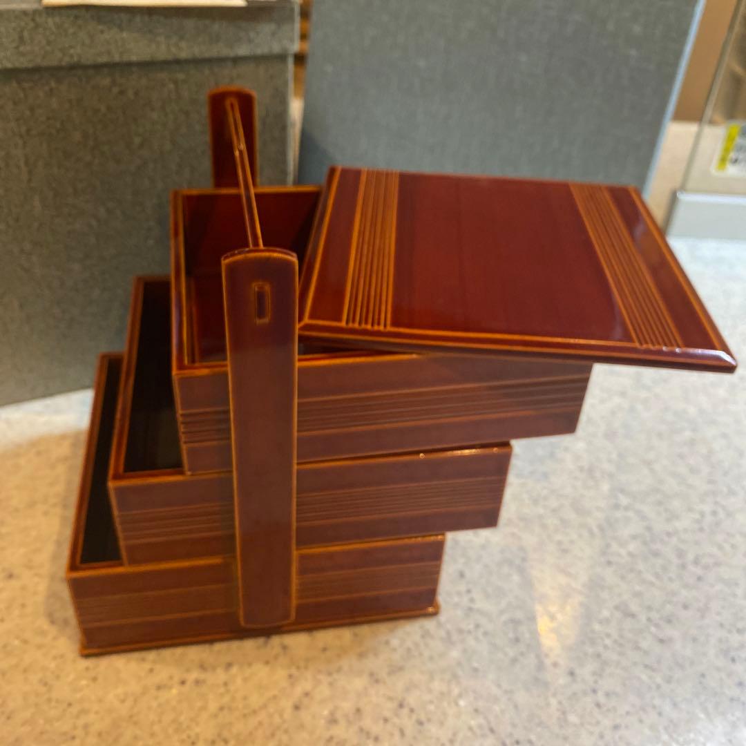 飛騨　春慶塗　持ち手付き三段お重など4種類セット