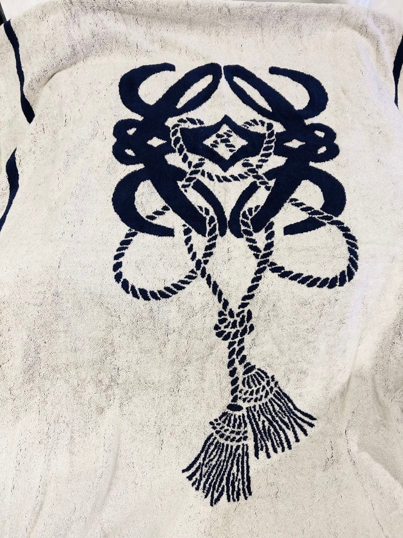 ロエベ　LOEWE アナグラム　ビーチタオル　大判　ネイビー×ホワイト　未使用