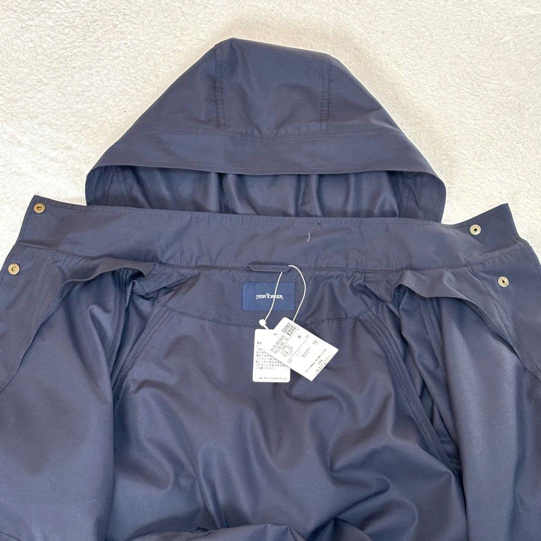 【25AWタグ付】ニューヨーカー 金ボタン フード付きライトコート 紺 洗える