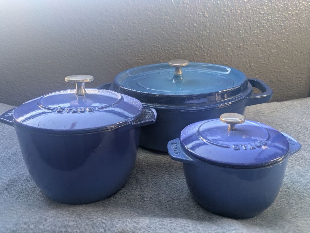 staub 昔のロイヤルブルー　3点セット