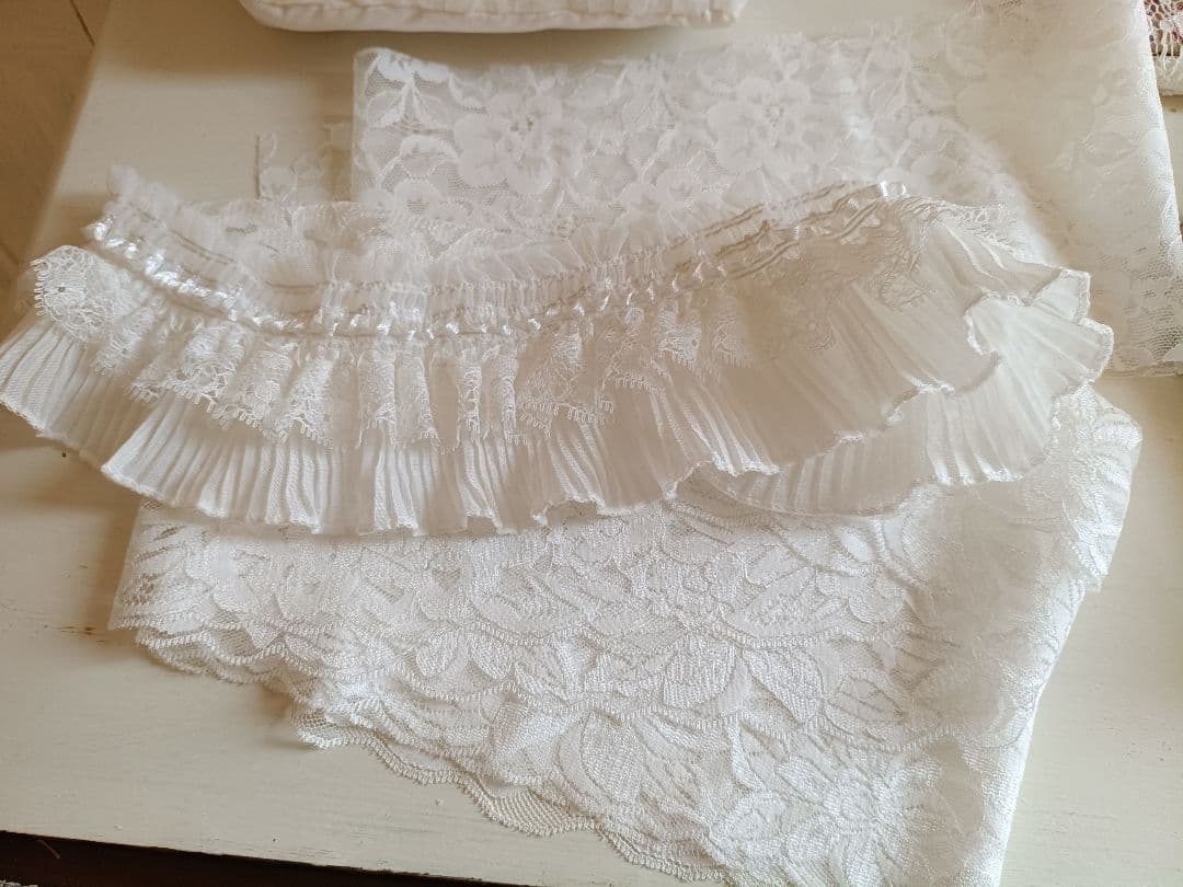 白地に花模様の着物とピンク系作り帯セット☆七五三ハーフ成人式