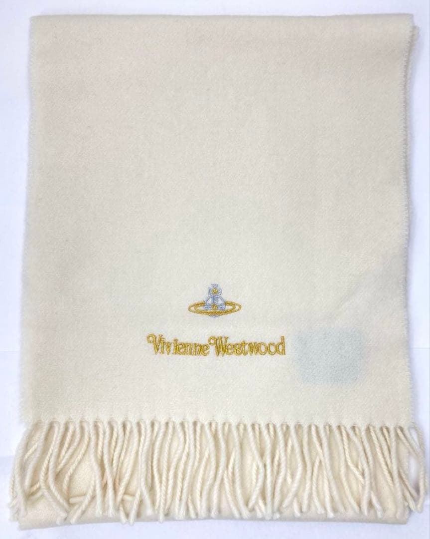 未使用 Vivienne ヴィヴィアン オーヴ 刺繍 ウール マフラー オフ