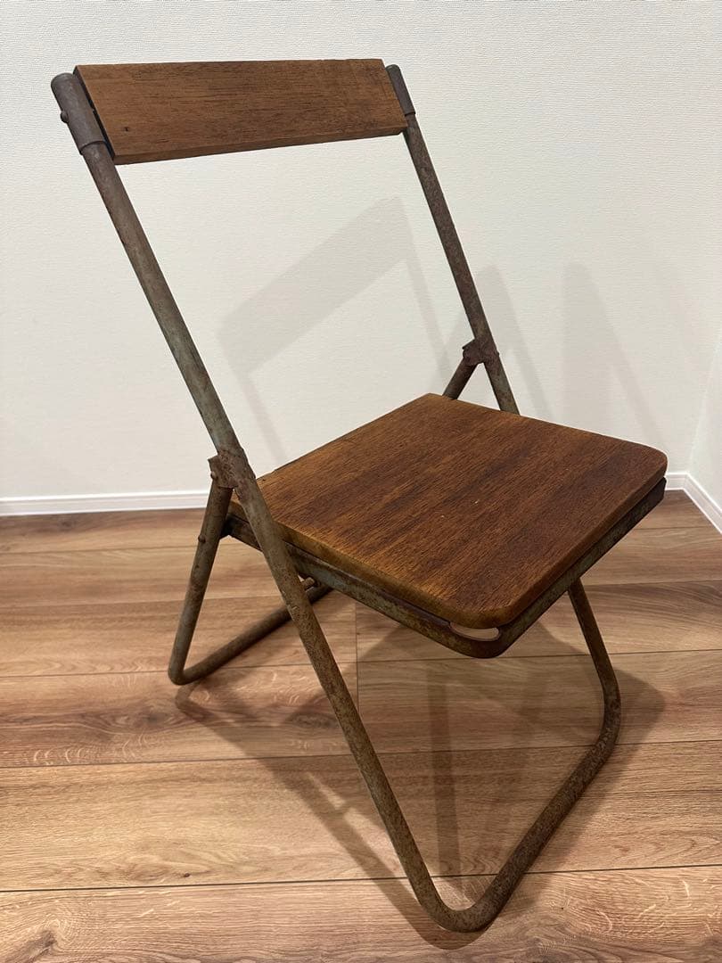 アンティーク 木製フォールディングチェア 花台 昭和レトロ