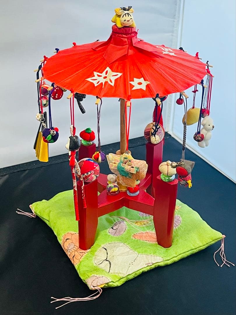 雛祭り用 ハンドメイド傘型さげもん吊るし飾り台座布団付