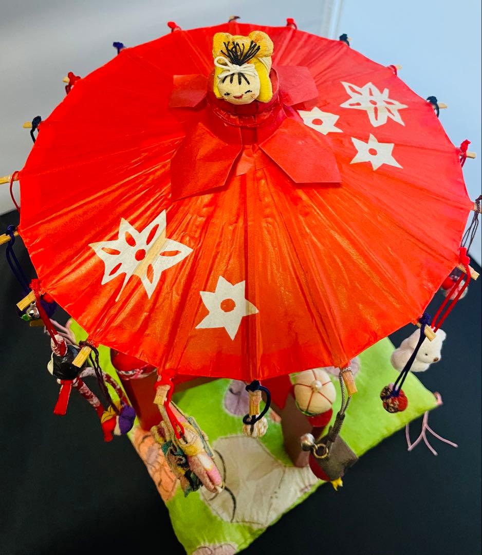 雛祭り用 ハンドメイド傘型さげもん吊るし飾り台座布団付
