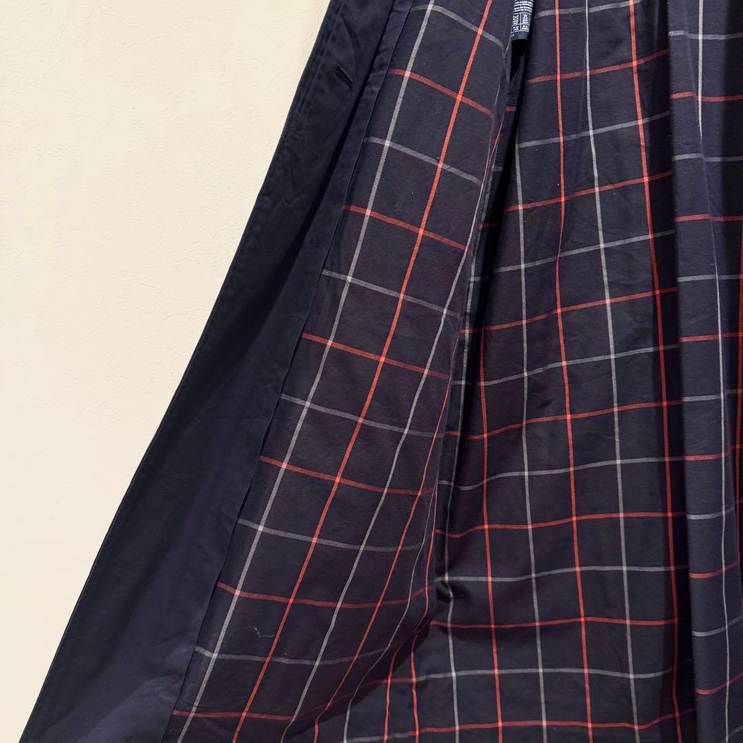 美品‼️バーバリー　ステンカラーコート　裏地ノバチェック ネイビー 高品質マキシ丈