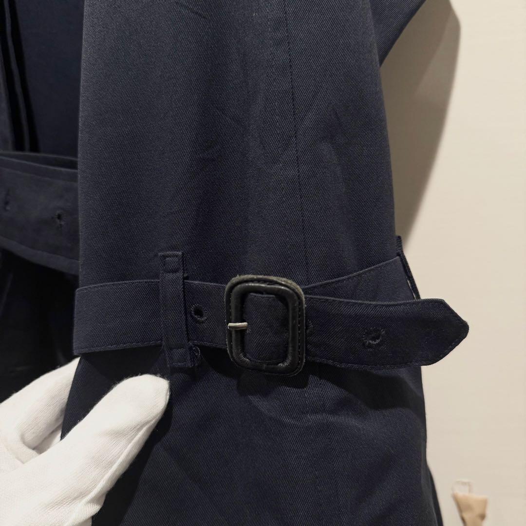 美品‼️バーバリー　ステンカラーコート　裏地ノバチェック ネイビー 高品質マキシ丈