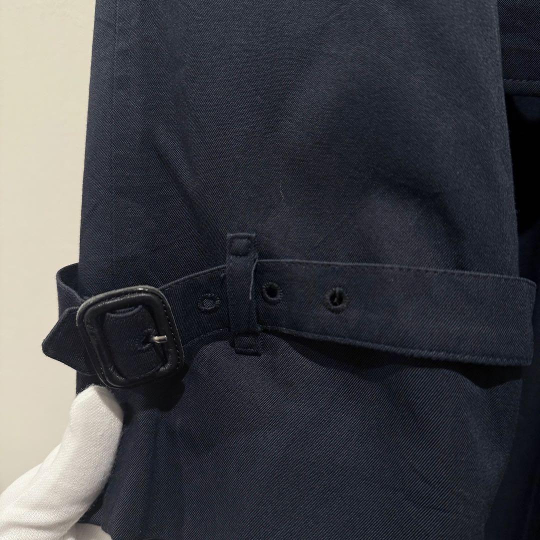 美品‼️バーバリー　ステンカラーコート　裏地ノバチェック ネイビー 高品質マキシ丈