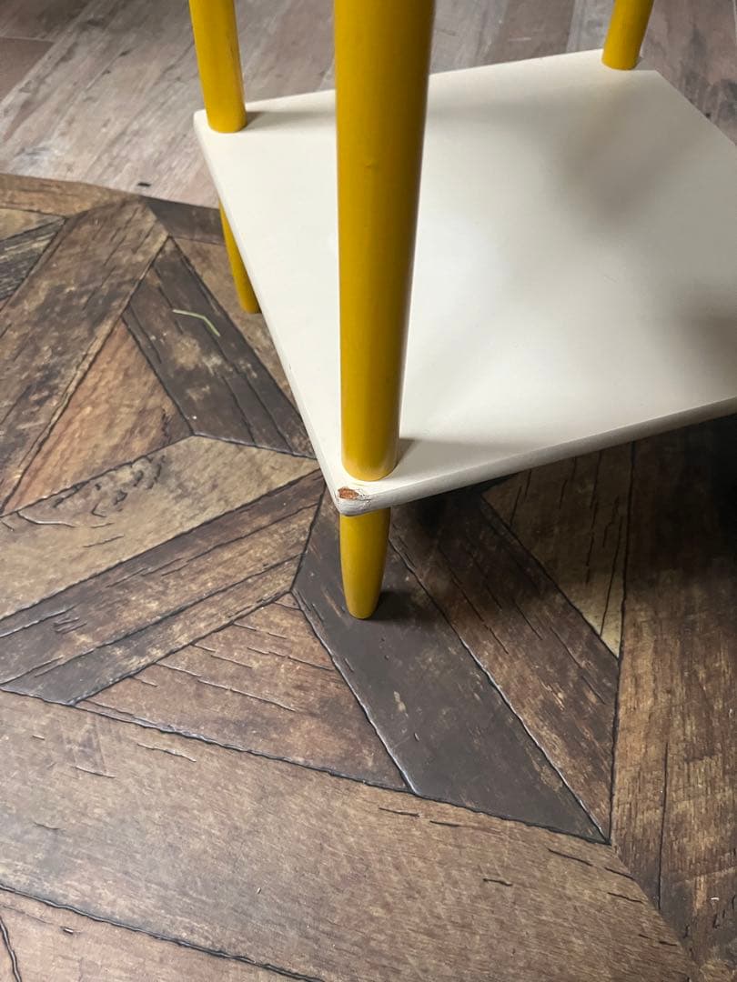 3段 棚 昭和レトロ レトロポップ 当時物 インテリア 黄色 白 ラック