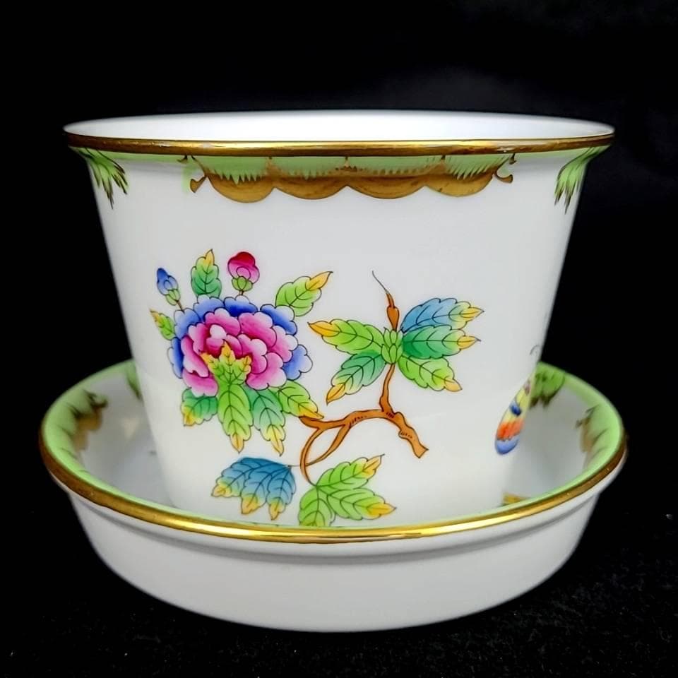 ☆良品☆ヘレンド　ヴィクトリアブーケ　キャッシュポット　花瓶　植木鉢