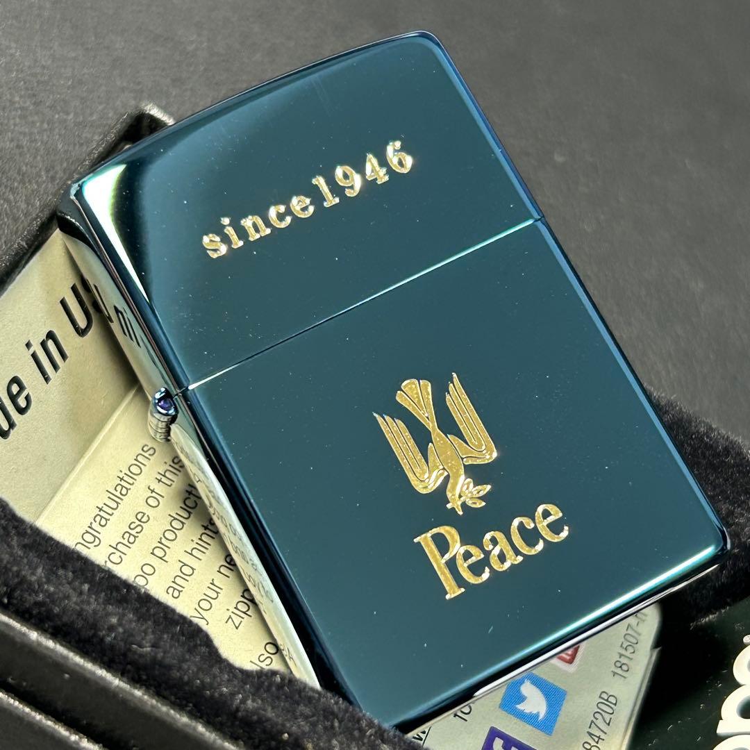 B ジッポー　ピース　ブルーチタン