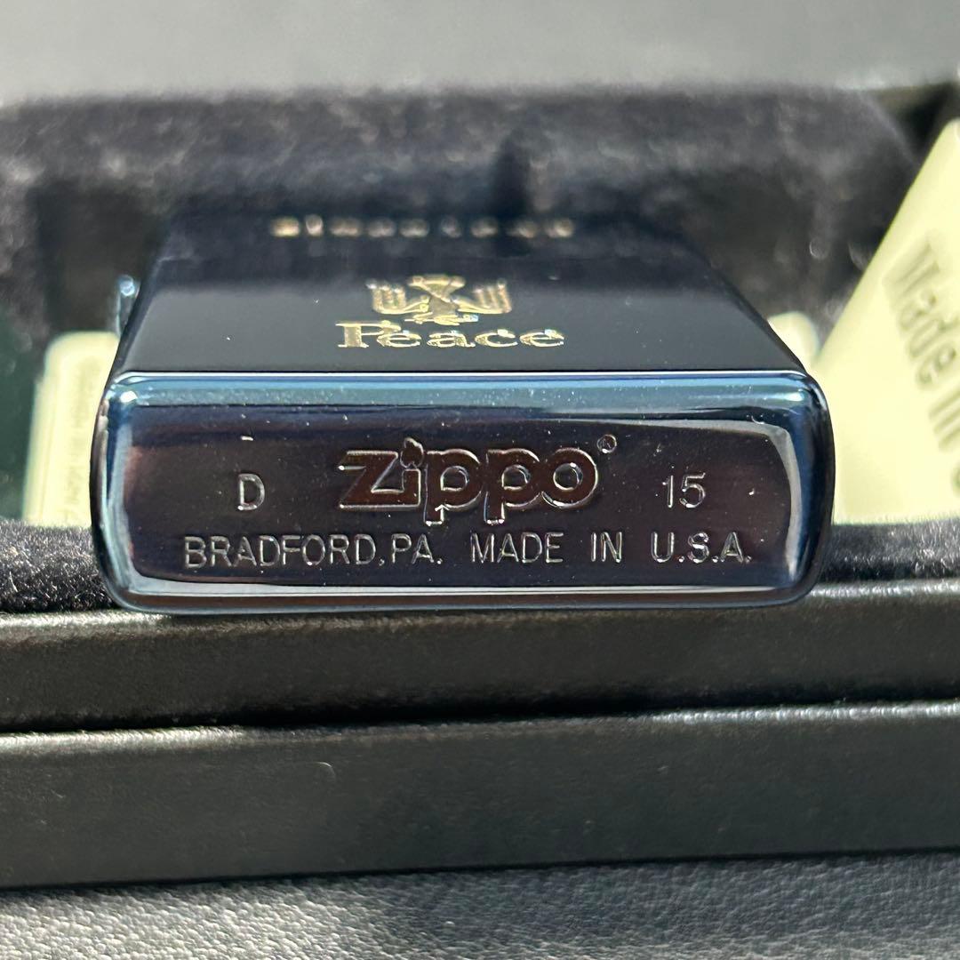 B ジッポー　ピース　ブルーチタン